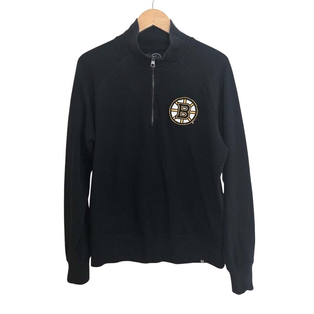 '47 Black Boston Bruins Quarter-Zip Pullover Sweatshirt Medium